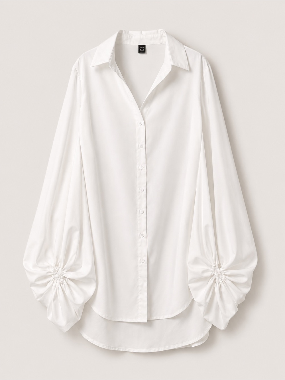 SHEIN White Balloon Sleeve Button Front Shirt Dress – Size M / US 6